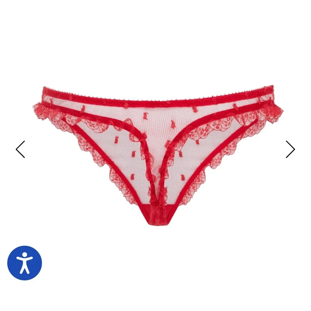 NWT AGENT PROVOCATEUR Madelina Red Lace Sheer Thong in AP Size 4 (US 8) - Picture 3 of 13